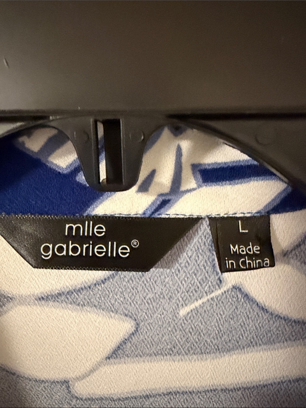 Mlle Gabrielle Royal Blue & White Leaf Print Belted Shirt Dress 3/4 Sleeve Large - Picture 2 of 7